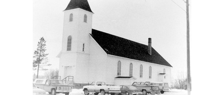 The St. Jean Francois Regis Roman Catholic Church in Wauchope, Sask., appeared to be undergoing renovations or repairs in the spring of 1983.  |  File photo