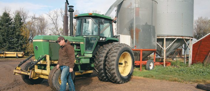 Gilles LeBlanc dries barley as part of his fall work on the family farm near Domremy, Sask. The farm had above average yields and ample rain this growing season.  |  Karen Morrison photo
