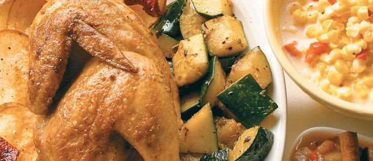 Treat guests to curry rubbed Cornish hen with kettle chips, cream corn with pimento and cranberry, pear and ginger chutney.
|  Sarah Galvin photo