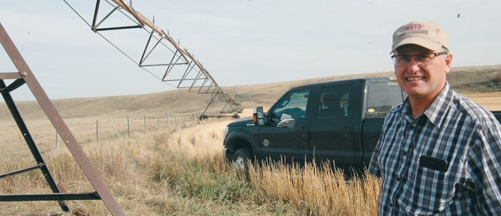 Kevin Auch farms about 5,000 acres near Carmangay, Alta. Some of it is irrigated from the Little Bow River.  |  Barb Glen photos