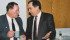 Alberta agriculture minister Ernie Isley, left, shared a coffee break with federal agriculture minister Don Mazankowski during a farm safety meeting in Saskatoon in January 1991. | File photo
