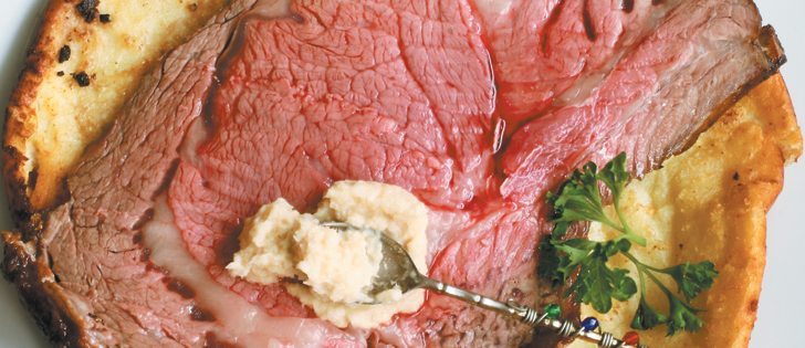 Serve bone-in prime rib roast on an oversized Yorkshire pudding with smashed potatoes.  |  Sarah Galvin photo 