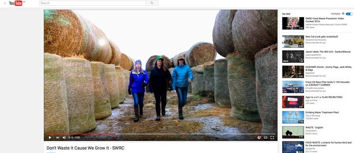 Kaitlyn Dilsner, Taryn Heidebrecht, and Lauren Palmer, Grade 12 students at Clavet Composite School, invested more than nine hours to produce their video, which took first place and a $500 prize in a Saskatchewan Waste Reduction Council competition. | YouTube screencap