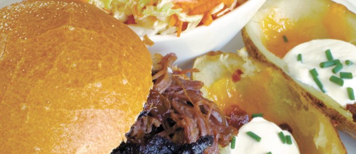 Celebrate Father’s Day with pulled pork on a bun with potato skins and coleslaw.  |  Sarah Galvin photo