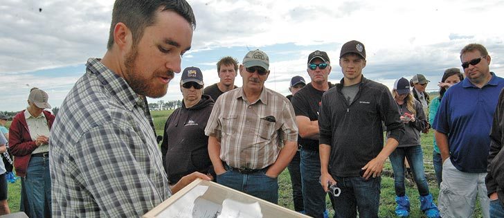 Alberta has a variety of wild pollinators. Bee researcher Sam Robinson showed a display of numerous pollinators collected in 
the Lethbridge region. | Barb Glen photo