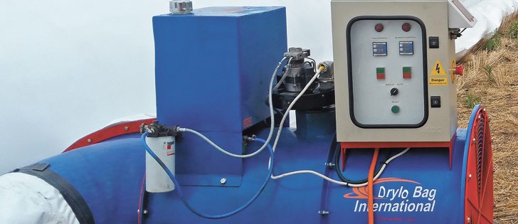 DryloBag’s grain drying system allows producers to aerate and dry their grain while using grain bags to store it.  |  DryloBag photo