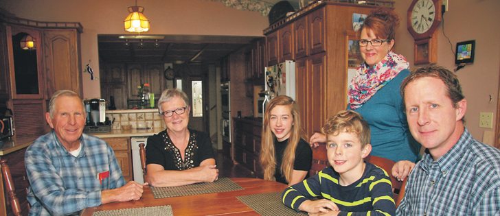 The Sundgaard Family includes Don, left, and Val Sundgaard, their grandchildren Sydni
and Ryker, as well as daughter-in-law, Sharon, and son, Trent Sundgaard. The family has been raising poultry since the 1940s on their Standard, Alta farm. | Barbara Duckworth photo