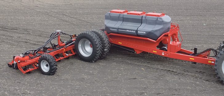 The Maestro SW has twin 2.2-tonne granular fertilizer compartments in addition to an 83 bushel seed tank.  Several of the planters have already been purchased by prairie farmers, set up specifically for planting canola next spring.  |  Horsch photo