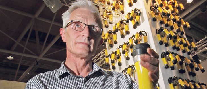 James Duke of ADF Milking says the company keeps improving its automated teat dipping and liner flushing system, which is now available in Canada.  |  Michael Raine photo