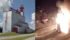 What was once the old Saskatchewan Wheat Pool elevator in Turtleford, Sask., burned to the ground last night. | Photos via Kelly Baillargeon/YouTube and Google