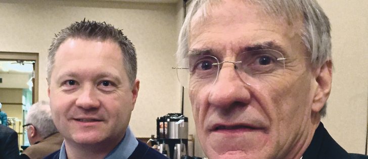 James Fehr, left, of RBC and David Kohl of Virginia Tech said farm managers will need to look at cost of production and watch cash flow in upcoming years.  |  Ed White photo