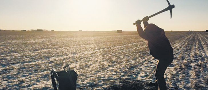 Ben Dyck, who farms near Rosemary, Alta., took a pick axe to his frozen field Dec. 16 while collecting alfalfa weevils. The weevils in that region are resistant to most of the commonly used and registered insecticides. Alfalfa seed growers are hoping extended cold periods this winter will help control the damaging pests. |   Brad Alexander photo