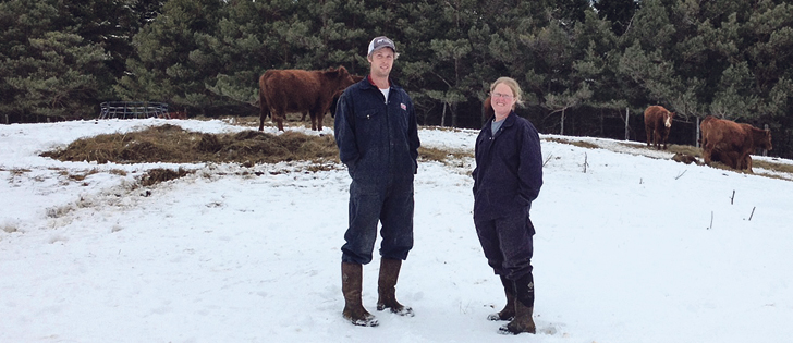Jason and Trudy check on calving progress. The Reids are eager to expand their cattle and sheep operation.  | Reid family photo