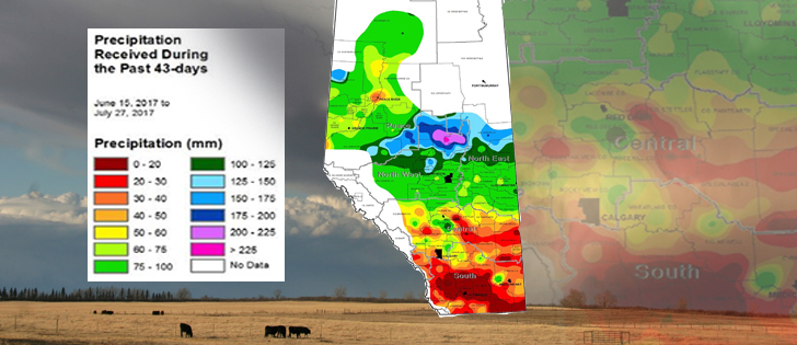 Dry to drought conditions in southern Alberta; average crops in other regions.