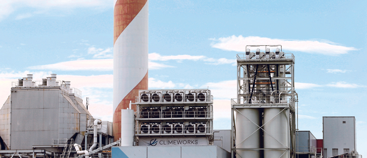 A facility for capturing CO2 from the air of Swiss Climeworks AG is placed on the roof of a waste incinerating plant in Hinwil, Switzerland.  |  REUTERS/Arnd Wiegmann photo