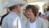 Alanna Koch speaks with supporter and former Sask. Stock Growers Assoc. president Murray McGillivray at a Regina area farm Aug. 28 where she announced her candidacy for leader of the Saskatchewan Party. | Karen Briere Photo