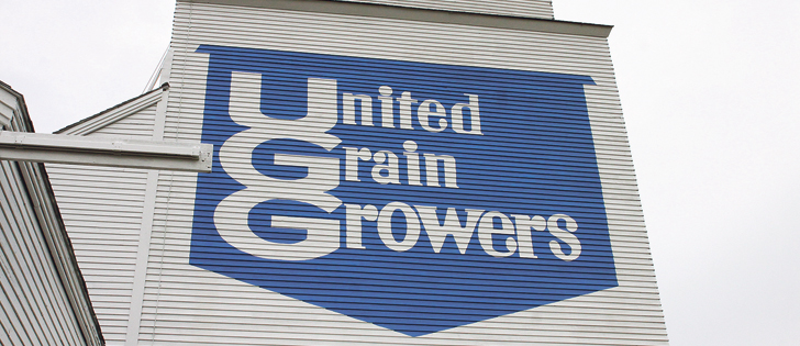 The original 1922 United Grain Growers elevator sign boasts a bright new look. | Karen Morrison photo