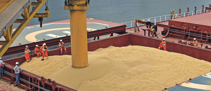 Brazilian soybeans are loaded for shipment to China. The Asian giant’s voracious soybean demand often surprises forecasters but policy changes might cool demand for imports.  |  Reuters photo