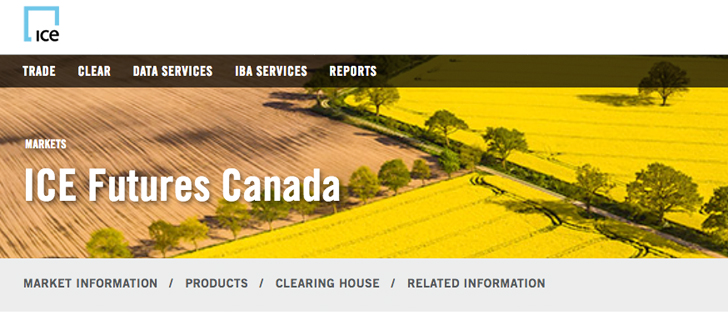 On the recommendation of the contract committee, ICE Canada announced the decision to delist the three grain contracts in a notice to participants yesterday. | Screencap via www.theice.com
