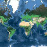 Researchers at the United States Geological Survey have pieced together a map using satellite imagery that identifies every plot of land under cultivation (shown in green) around the globe. | USGS map