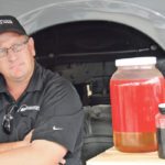 Biodiesel is a biological product, susceptible to all the enemies that might attack any liquid organic material. The sample of black biodiesel has turned this colour because of oxidation. Oxidation is caused by hot fuel returning to the tank, thus creating a reaction similar to coking, says Eric Lawson of MegCorp Consulting in Minnesota. | Ron Lyseng photo