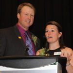 Tannis and Derek Axten of Minton, Sask., accept their award as one of two Outstanding Young Farmers national winners. They, with Francois Handfield and Veronique Bouchard of Mont Tremblant, Que., were named Dec. 1 at the group’s annual conference in Penticton, B..C. | Karen Morrison photo