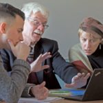 Graeme Jobe, left, and Jo-Anne Relf-Eckstein, far right, are part of a University of Saskatchewan team headed by principal investigator Peter Phillips, middle, that is focused on identifying the opportunities and barriers for digital technology and agriculture for Western Canada from a policy perspective. | William DeKay photo