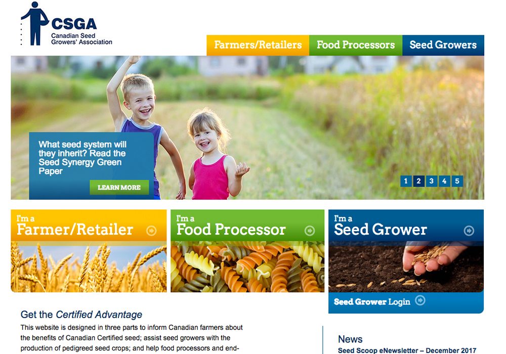 The Canadian Seed Growers Association is proposing what amounts to a complete overhaul of Canada’s pedigreed seed system.  | Screencap via www.seedgrowers.ca