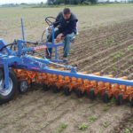 Inter-row tillage is an effective tooll. The usual spacing is 12 inches, but some organic producers go as narrow as 7.5 inches. This type of Schmotzer steerable inter-row cultivator was one of the tools the researchers used. | Schmotzer photo