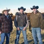 Merle Morton, Darcy Olesky and Blake Morton are partners at Shiloh Cattle Company, which won the purebred Red Angus of the year award last year. Located between Drumheller and Hanna, the ranch is more than 100 years old. | Barbara Duckworth photo