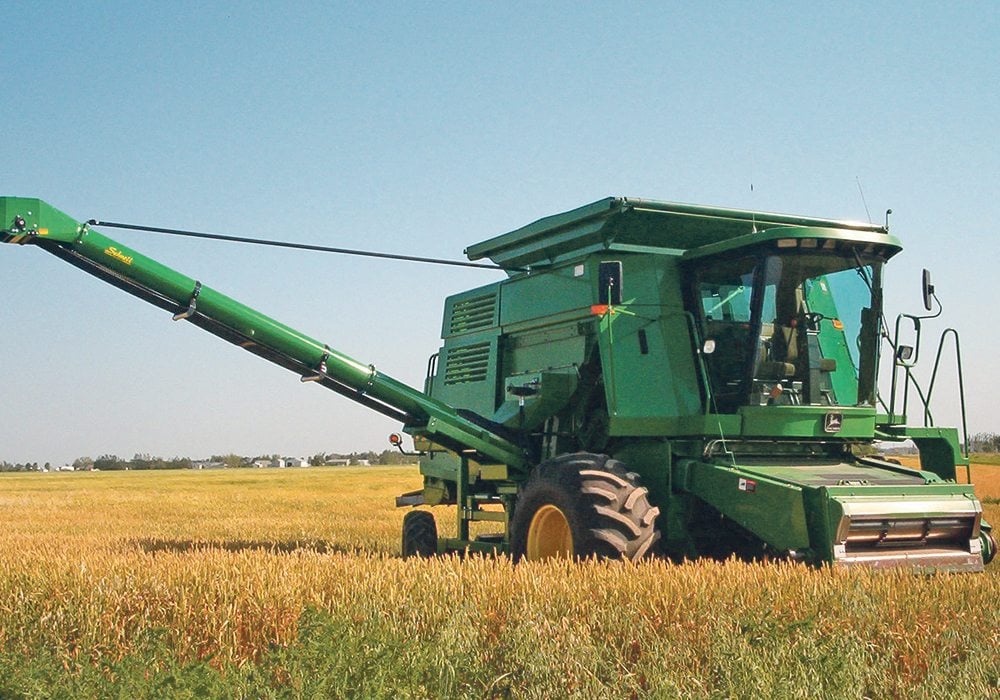 Most Schnell conveyor kits went on 9500 and 9600 combines, simply because they were the easiest to convert. The list price for a new kit is $25,000 and used kits sell for about $20,000.  |  Fred Dueck photo