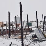 Devastation was complete after a fire destroyed a goat barn on this Alberta farm Feb. 4. | Maria Johnson photo