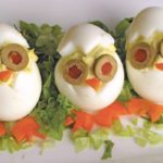 Turn coloured Easter eggs into cute and delicious stuffed chick eggs. ABOVE AND RIGHT: Bacon and egg deviled eggs and California deviled eggs are alternative fillings for the stuffed “chick” eggs. | Betty Ann Deobald photo