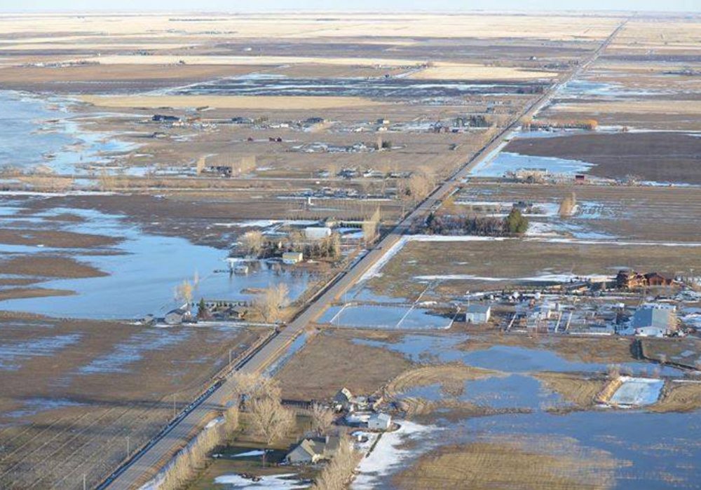 Lethbridge County declared a local state of emergency today due to overland flooding as snow accumulations begin to rapidly melt. The Municipal District of Taber made a similar declaration over the weekend for the same reason. | Twitter/Mark Valgardson photo
