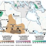 Environment Canada's precipitation forecast for May-June-July 2018, based on 30-year averages.