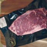 This Wagyu striploin steak, cut an inch thick and weighing less than a pound, retailed for $46 at a Calgary farmers market. Produced by Brant Lake Wagyu, the speciality Alberta beef product is growing in popularity at restaurants and high end retail stores. | Barbara Duckworth photo