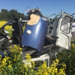 RCMP said the pilot of this helicopter escaped with non-life-threatening injuries when it crashed this morning after contacting a power line. | RCMP photo