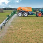 Amazone pull-type sprayers have a re-circulation system that prevents product from sitting idle in the boom or at the nozzles. The two axles have independent steering, hydraulic suspension, air-drum brakes and the machine has the ability to transfer four tonnes of trailer weight to the rear of the tractor. | Amazone photo