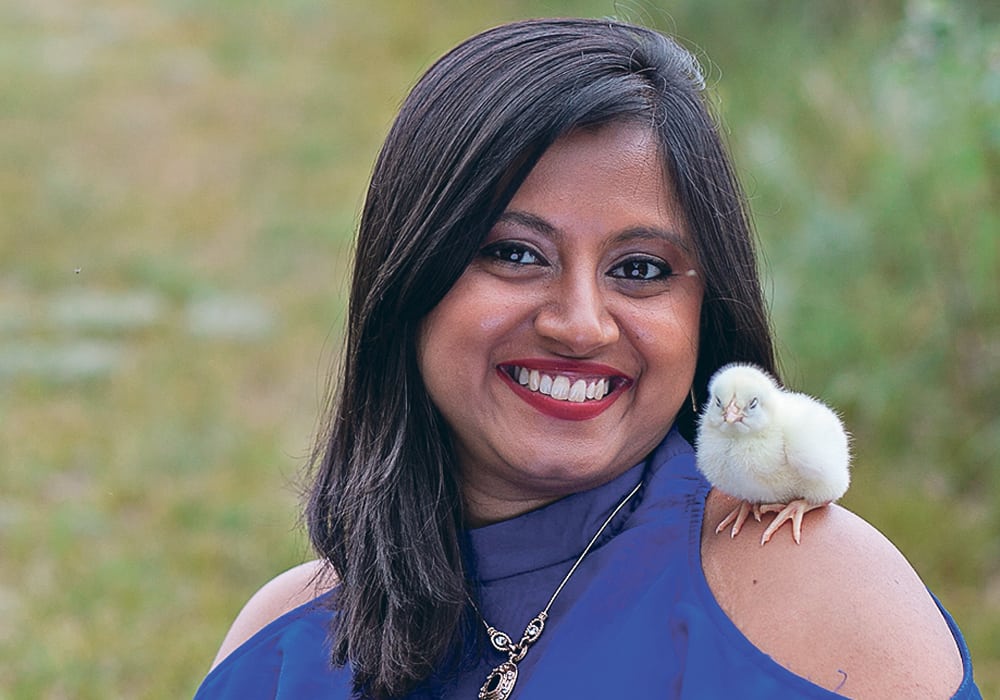 Doctoral student Kalhari Goonewardene says the treatment she is developing defends chicks against E. coli infection during the first week of their lives, which is when new hatchlings are most prone to bacterial infections.  | Western College of Veterinary Medicine photo