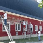 About 40 volunteers converged on the 80-year-old barn to give it a new coat of paint. The project was initiated by Federated Co-operatives’ Communities in Full Colour program. 150 gallons of paint, donated by General Paint, were needed to give the old barn a new look. | Barb Glen photo