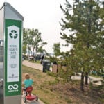 The Town of Sylvan Lake installed 30 cigarette collection receptacles along its waterfront this summer with plans to install more throughout the town. The butts are broken down into components of tobacco and paper, which are composted, and filters, which are melted, pelletized and combined with other plastics to be made into new products such as pallets and lumber. | Maria Johnson photo