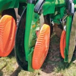 Quick change metering cassettes provide a range for seed or fertilizer from 1.4 to 357 pounds per acre. The large diameter cassettes keep the peripheral speed of the seed low to reduce damage. | Ron Lyseng photo