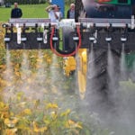 Farmers who attended the COFS event in Woodstock, Ont. got to experience electrostatic charged spray at work. | Michael Raine photo