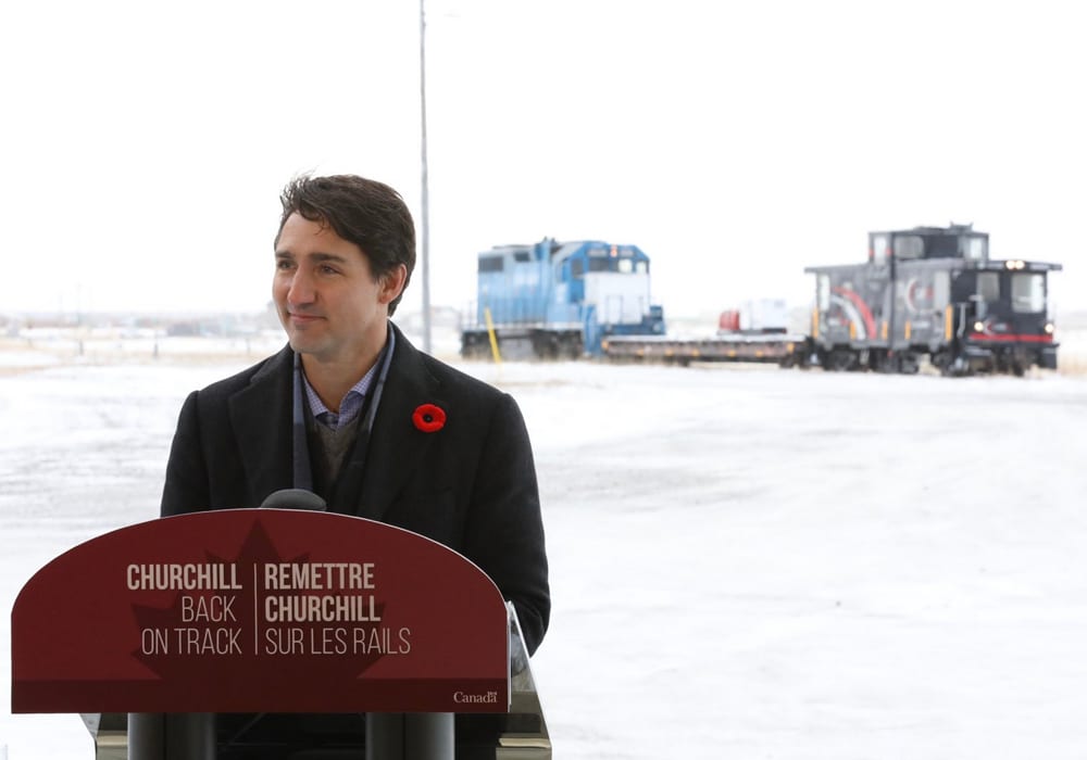 Prime Minister Justin Trudeau was among those present in Churchill for the official reopening. The federal government contributed $117 million for the acquisition and repair of the rail line. | Twitter/@JustinTrudeau photo