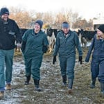 Chris Clark, assistant dean of academics at the University of Saskatchewan’s Western College of Veterinary Medicine, talks with fourth year students Jasmine Paulson, left, Anne Hanbidge and Mirjam Stigter-Wassenaar in the school’s teaching pen. Clark estimates there are now about 1,580 veterinarians in Alberta, up from an estimated 1,400 practising in 2013. Of those, only 73 work as food animal practitioners. | William DeKay photo
