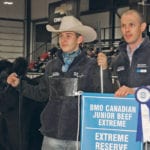 Garrett Liebreich of Radville, Sask., won the junior supreme reserve championship at Canadian Western Agribition with his bred and owned heifer. He won $2,000 at the end of the show. | Barbara Duckworth photo