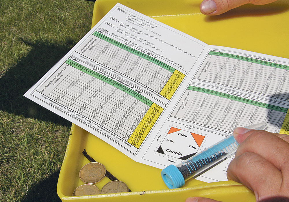 About 450 farmers attended a Combine Clinic put on by the Canola Council of Canada and the provincial canola associations on adjusting combines and preventing losses. The council developed kits to help farmers know how much loss they’re getting in their canola.  | File photo