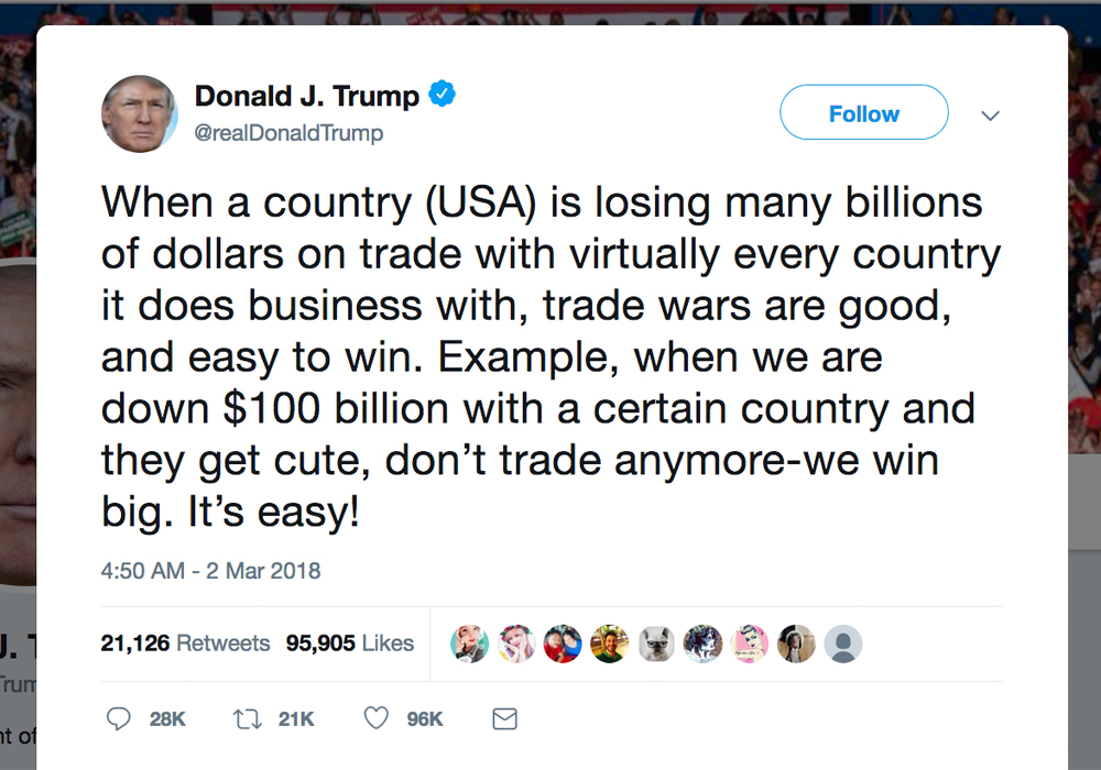 As chaotic as algorithmic attempts at writing can be, one takeaway from 2018 may be that humans still hold the crown on chaos. | Screencap via Twitter/@realDonaldTrump