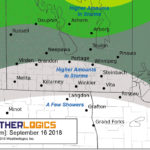 Weatherlogics offers customized daily forecasts to its Manitoba customers. This is an example of the rainfall forecast it prepares for its customers. It also offers a wind forecast. | Weatherlogic image