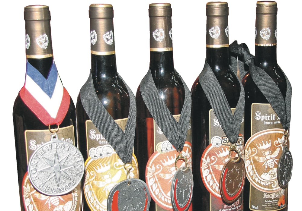 This is a sample of wines and some of the awards won, from Spirit Hills Winery at Millarville, Alta. The winery at Spirit Hills is open to the public during the summer and was designed with a western flavour.  |  Barbara Duckworth photo